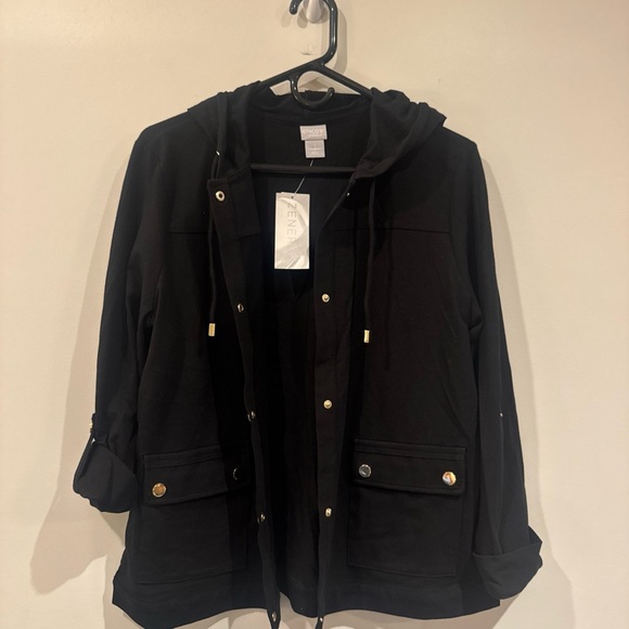 Seven7 Jackets & Blazers - Chicos Zenergy Polished Hoodie Black Size 1